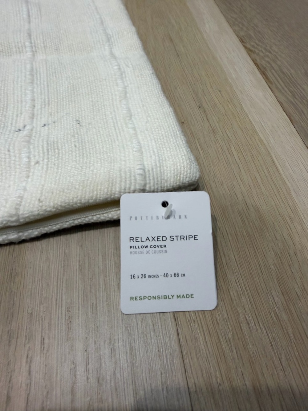 Pottery Barn Relaxed Stripe Pillow Cover in Ivory